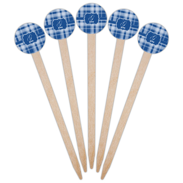 Plaid Wooden 6" Food Pick - Round - Fan View