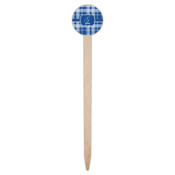 Plaid Wooden 6" Food Pick - Round - Single Pick