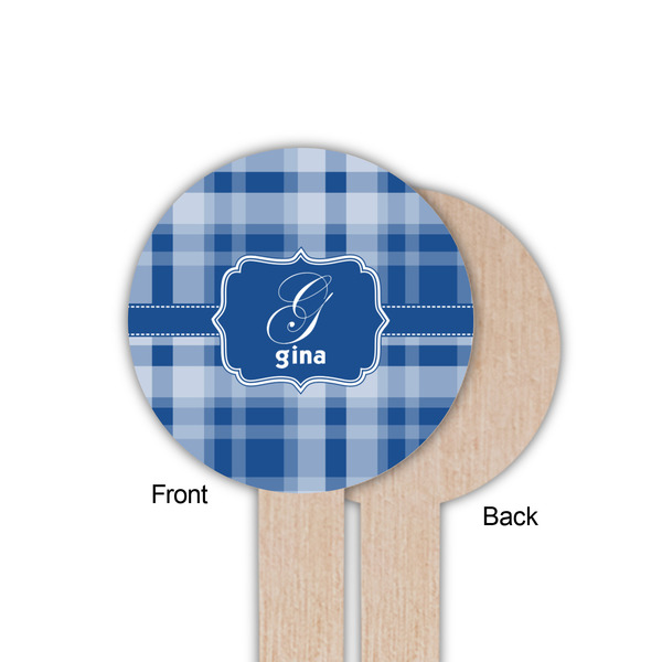 Plaid Wooden 6" Food Pick - Round - Single Sided - Front & Back