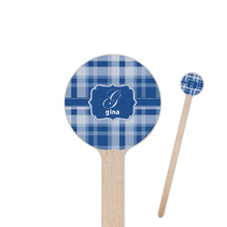 Plaid 6" Round Wooden Stir Sticks - Double Sided (Personalized)