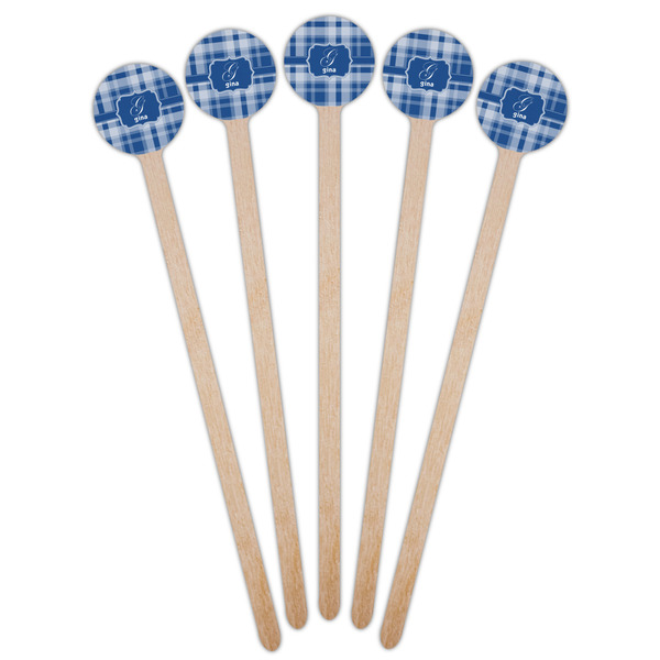Plaid Wooden 7.5" Stir Stick - Round - Fan View