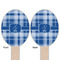 Plaid Wooden Food Pick - Oval - Double Sided - Front & Back