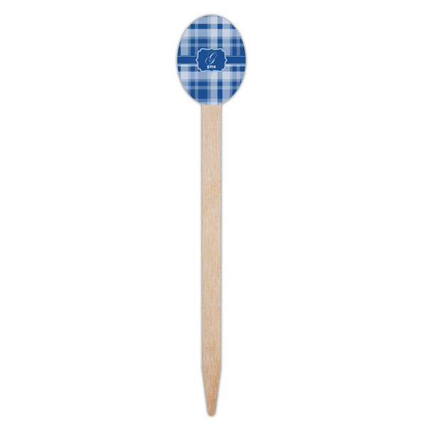 Plaid Wooden Food Pick - Oval - Single Pick