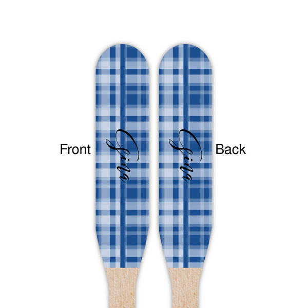 Plaid Wooden Food Pick - Paddle - Double Sided - Front & Back