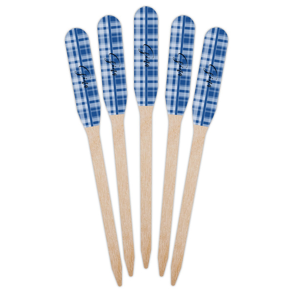 Plaid Wooden Food Pick - Paddle - Fan View