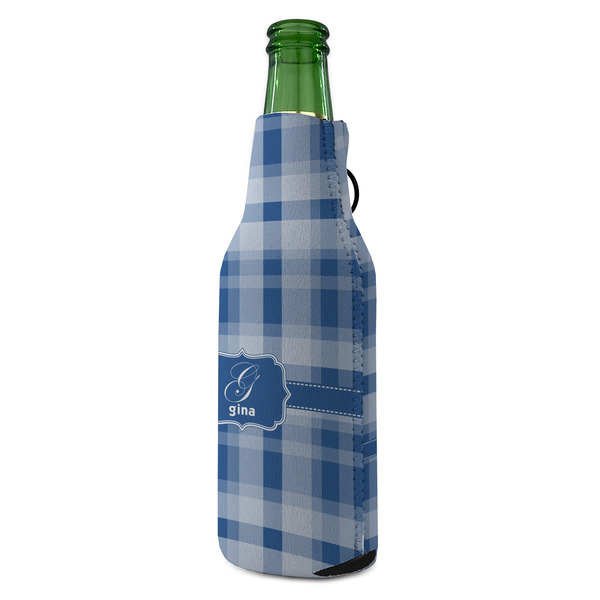 Plaid Zipper Bottle Cooler - ANGLE (bottle)