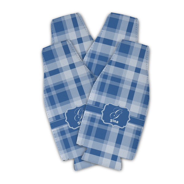 Plaid Zipper Bottle Cooler - Set of 4 - PARENT MAIN (flat)