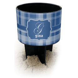 Plaid Black Beach Spiker Drink Holder (Personalized)