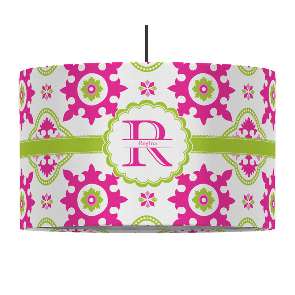 Custom Suzani Floral 12" Drum Pendant Lamp - Fabric (Personalized)