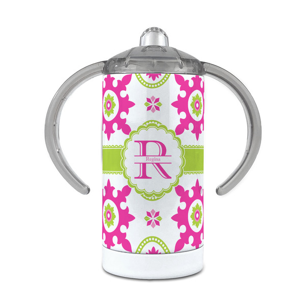 Custom Suzani Floral 12 oz Stainless Steel Sippy Cup (Personalized)