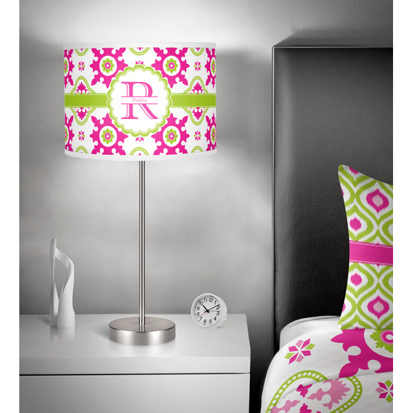 Suzani Floral 13 inch drum lamp shade - in room