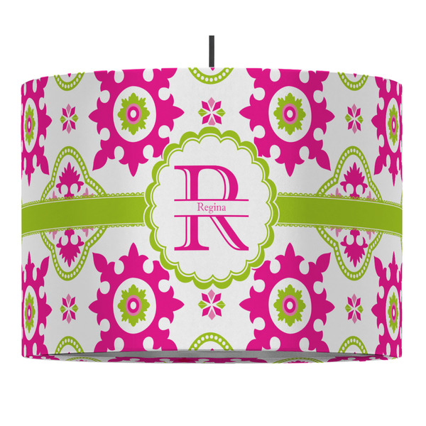 Custom Suzani Floral 16" Drum Pendant Lamp - Fabric (Personalized)