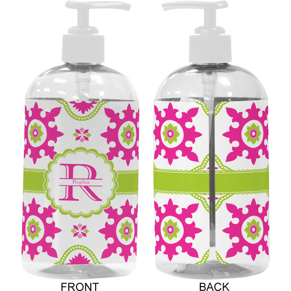 Suzani Floral 16 oz Plastic Liquid Dispenser- Approval- White