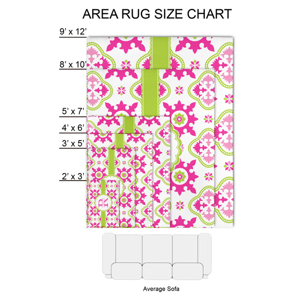 Suzani Floral 2'x3' Indoor Area Rugs - Size Chart