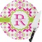 Suzani Floral Round Glass Cutting Board - Small (Personalized)
