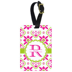 Suzani Floral Metal Luggage Tag w/ Name and Initial