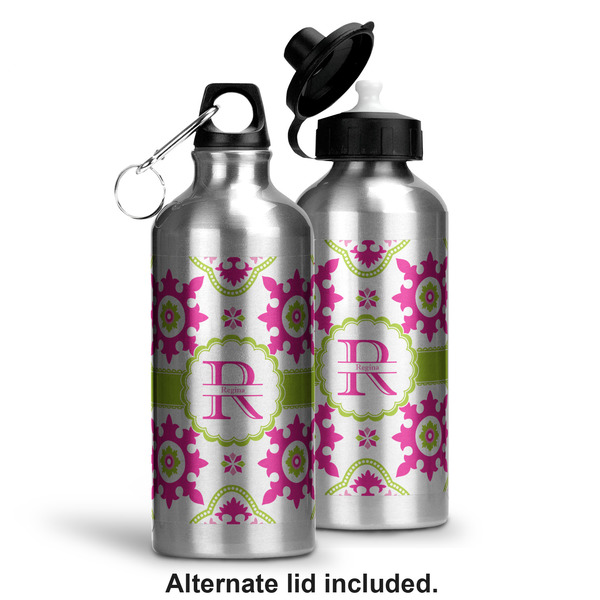 Suzani Floral Aluminum Water Bottle - Alternate lid options