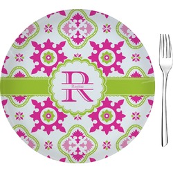 Suzani Floral Glass Appetizer / Dessert Plate 8" (Personalized)