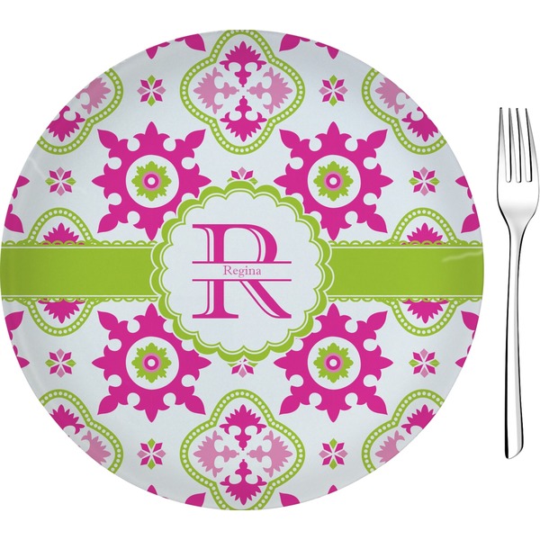 Custom Suzani Floral 8" Glass Appetizer / Dessert Plates - Single or Set (Personalized)