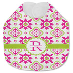 Suzani Floral Jersey Knit Baby Bib w/ Name and Initial