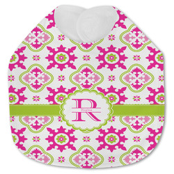 Suzani Floral Jersey Knit Baby Bib w/ Name and Initial