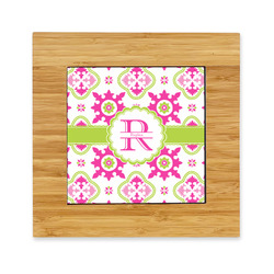 Suzani Floral Bamboo Trivet with Ceramic Tile Insert (Personalized)
