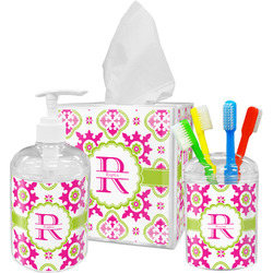 Suzani Floral Acrylic Bathroom Accessories Set w/ Name and Initial