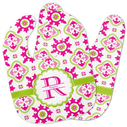 Suzani Floral Baby Bib w/ Name and Initial