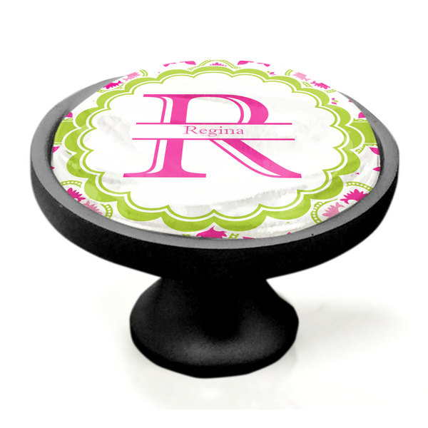 Suzani Floral Black Custom Cabinet Knob (Side)