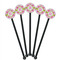 Suzani Floral Black Plastic 5.5" Stir Stick - Round - Fan View