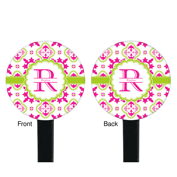 Suzani Floral Black Plastic 7" Stir Stick - Double Sided - Round - Front & Back