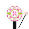 Suzani Floral 7" Round Plastic Stir Sticks - Black - Single Sided (Personalized)