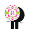 Suzani Floral Black Plastic 7" Stir Stick - Single Sided - Round - Front & Back