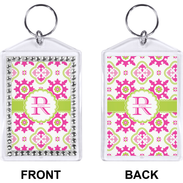 Suzani Floral Bling Keychain (Front + Back)