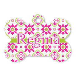 Suzani Floral Bone Shaped Dog ID Tag (Personalized)
