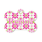 Suzani Floral Bone Shaped Dog ID Tag - Small (Personalized)