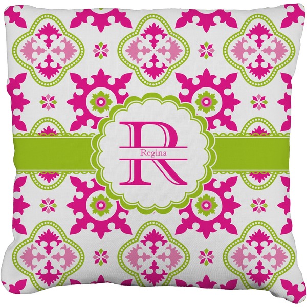 Custom Suzani Floral Faux-Linen Throw Pillow 16" (Personalized)