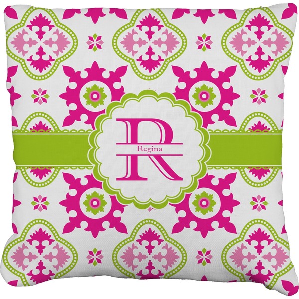 Custom Suzani Floral Faux-Linen Throw Pillow 18" (Personalized)