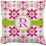 Suzani Floral Faux-Linen Throw Pillow 20" (Personalized)