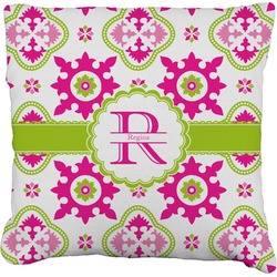 Suzani Floral Faux-Linen Throw Pillow 20" (Personalized)