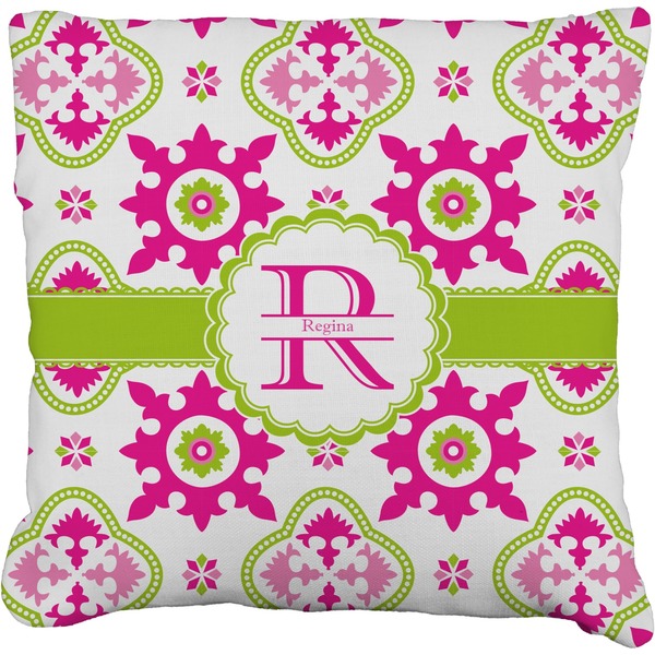 Custom Suzani Floral Faux-Linen Throw Pillow 20" (Personalized)