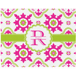 Suzani Floral Woven Fabric Placemat - Twill w/ Name and Initial