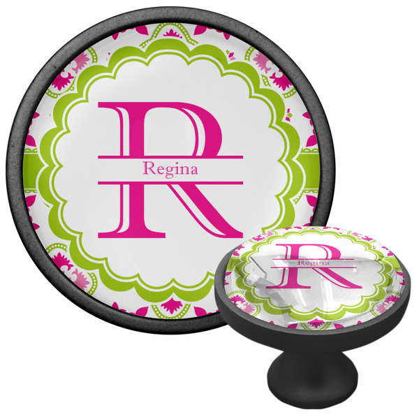 Suzani Floral Cabinet Knob - Black - Multi Angle