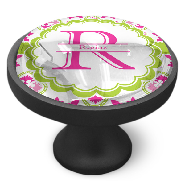Suzani Floral Cabinet Knob - Black - Side