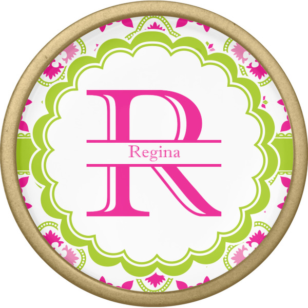 Suzani Floral Cabinet Knob - Gold - Front