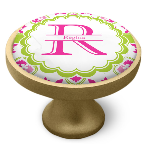 Suzani Floral Cabinet Knob - Gold - Side