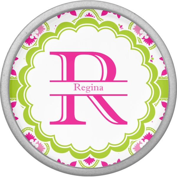 Suzani Floral Cabinet Knob - Nickel - Front