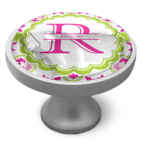 Suzani Floral Cabinet Knob - Nickel - Side