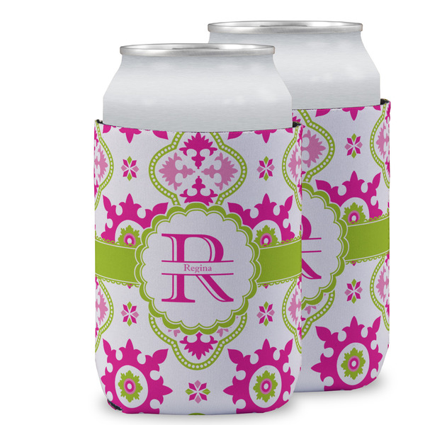 Custom Suzani Floral Can Cooler (12 oz) w/ Name and Initial