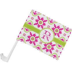 Suzani Floral Car Flag - Small w/ Name and Initial
